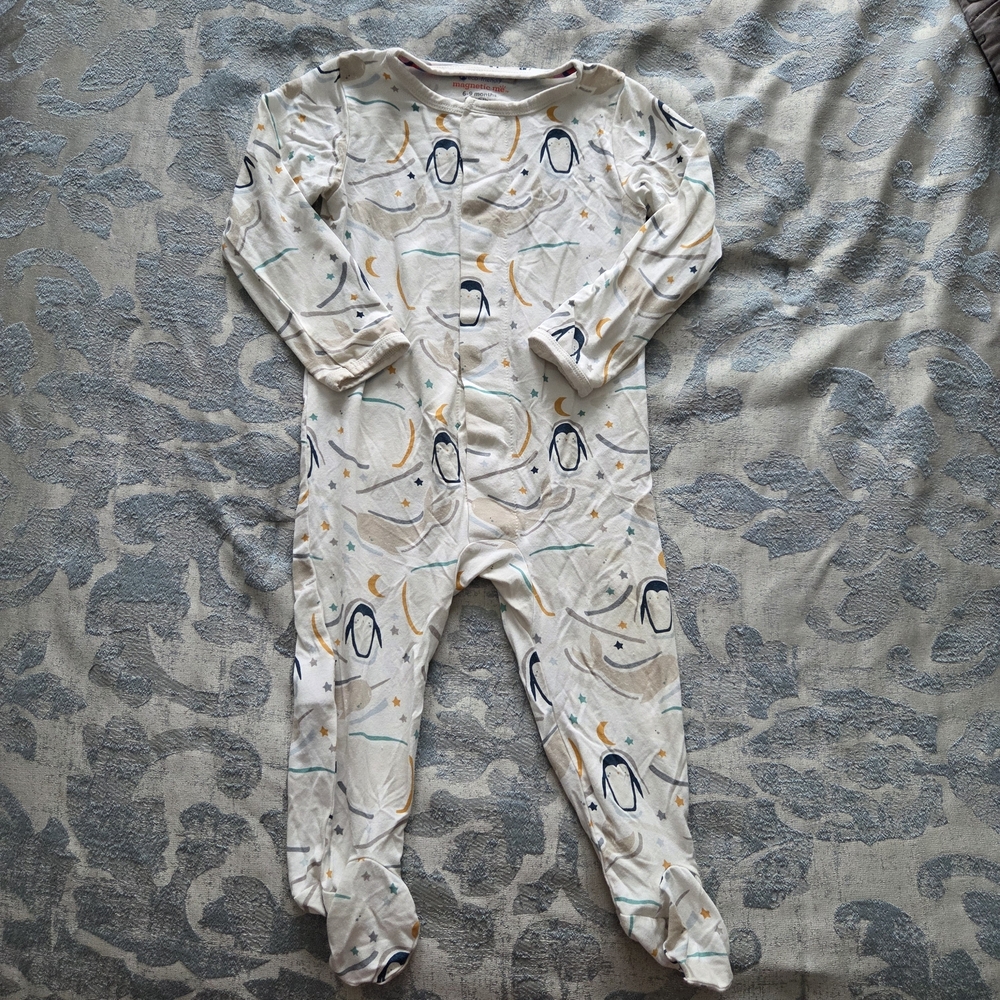 Magnetic Me Cream and Navy Penguin Footie